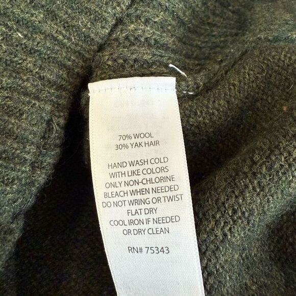 Tahari Long Sweater Tunic Cowl Neck Dark Green Yak Wool blend size M - Picture 5 of 7